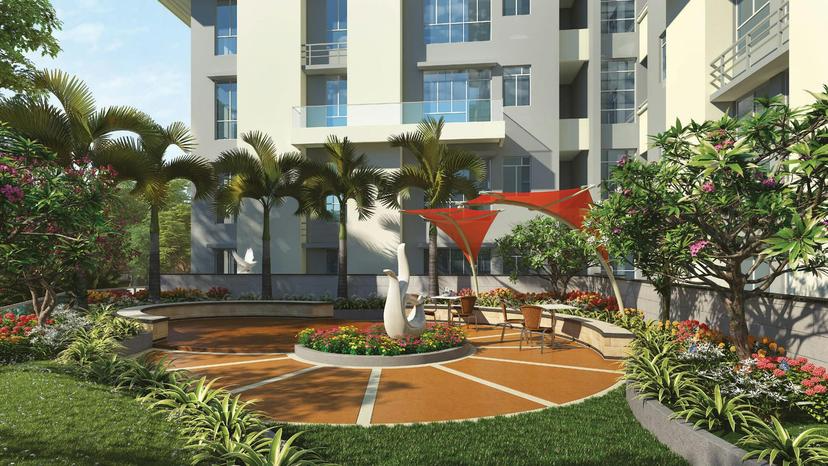 Spacious Green Lawn with Flowerbed