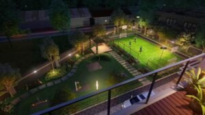 fitness garden From balcony evening view